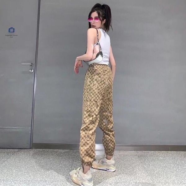 

2023 europe america brand letters pants women pants elastic waist casual pants 3 models fashion size s -xxl, Black;white