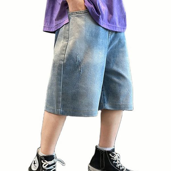 

jeans jeans boy solid color children jeans for boys casual style kid denim short teenage children clothing 6 8 10 12 14 230424, Blue