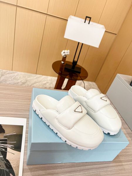 

designer soft padded nappa sandals pillow slippers sandals mules summer flat leather heels sandals women fashion soft slides triangle, Black