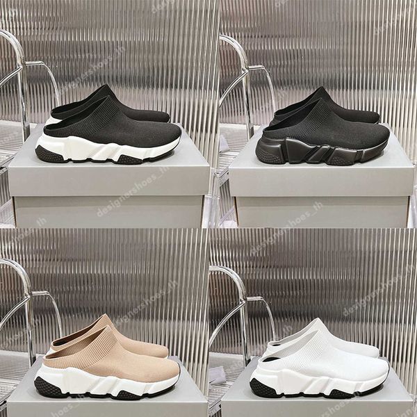 

designer sock shoes flat half slipper triple black white red beige casual sports sneakers socks trainers mens women knit boots platform shoe