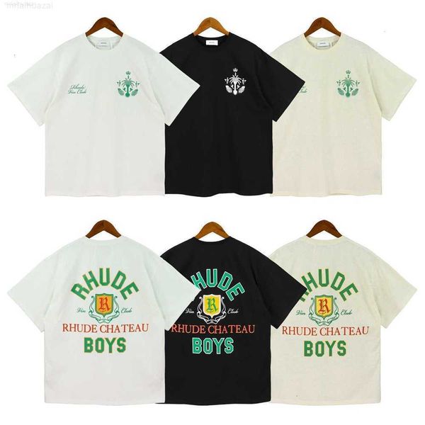 

new fashion brand men's and women's rhude short-sleeved summer casual loose rhude letter printing t-shirtkk9t, White;black