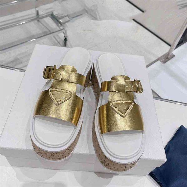 

fashion women's sandals 2023 pradity luxury brand letter logo summer women's high heels men's casual student flats 04-08, Black