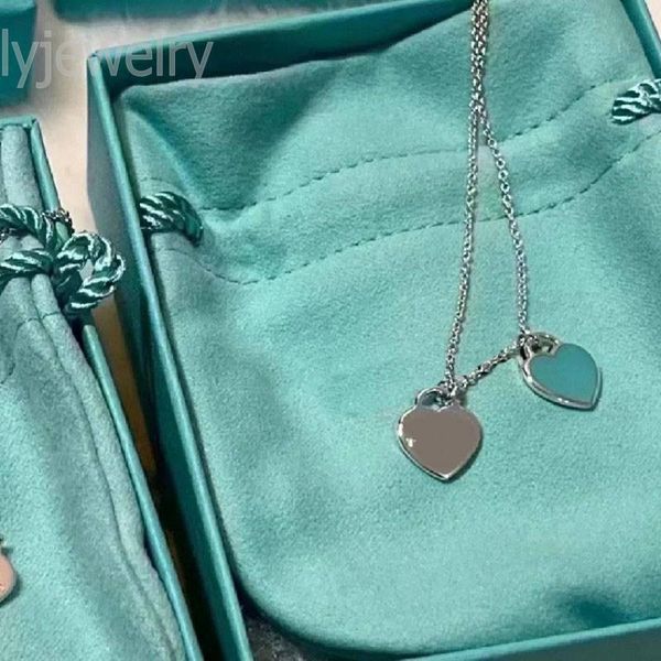 

stainless steel jewelry designers necklaces women double hearts creative charm neckwear metal chain t please return to designer ladies neckl, Silver