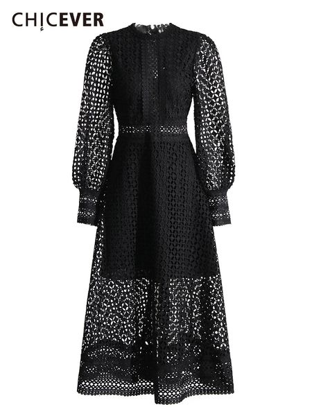 

casual dresses chicever embroidery dresses for women round neck lantern sleeve high waist folds vinage a line dress female autumn fashion 23, Black;gray