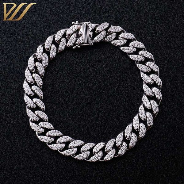 

hiphop men 10mm 11mm 12mm width 8inches sterling silver moissanite diamond miami cuban link bracelet