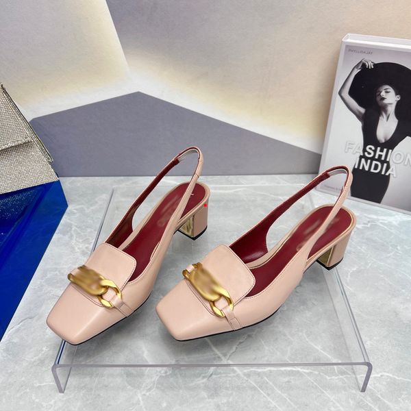 

2023 high heels dress shoes sandals sandal designer luxury embroidery leather flat buckle ladies metal letters work wedding party fashion wo, Black