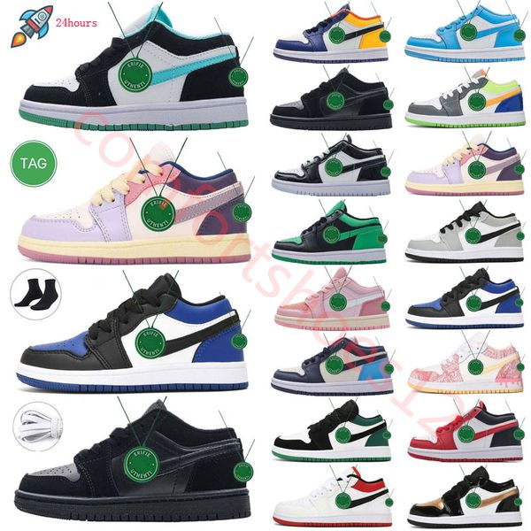

starfish patent bred toe reverse mocha kids shoes jumpman 1 space jam black white smoke grey unc boys girls outdoor baskerball sneaker train