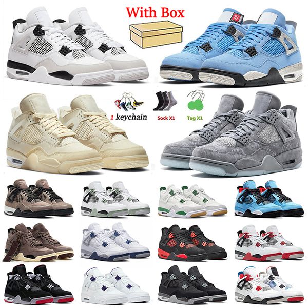 

4s athletic basketball shoes jumpman 4 university blue military black kaws grey sail taupe haze sb pine green midnight navy purple metallic