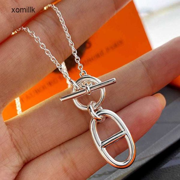 

hermm designer necklace strands pig nose for female minority design sense high grade ins fashion spicy girl network red h collar chain penda, Black