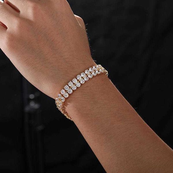 

fine custom tennis chain 10mm double rows iced out moissanite silver bracelet