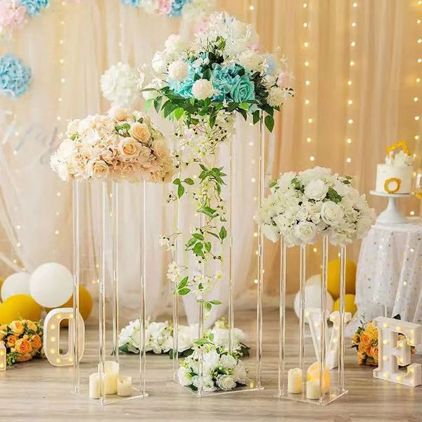 

5 set acrylic floor vase clear flower vase table centerpiece for marriage vintage floral stand columns for wedding decoration
