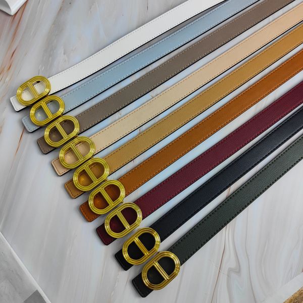 

designer woman belt 2.3cm width fashion style gold buckle woman thin belts for designer size 95-115 smooth buckle multi colour cowhide woman, Black;brown