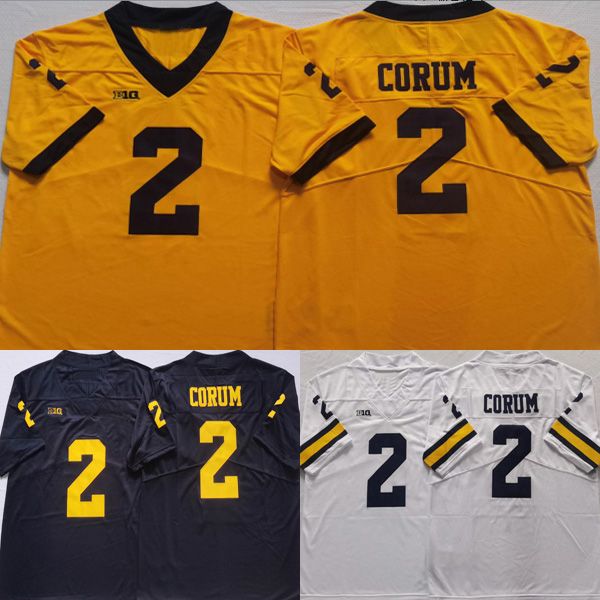 

men college michigan wolverines jerseys white blue yellow 2 blake corum american football wear university size stitched jersey mix order, Black