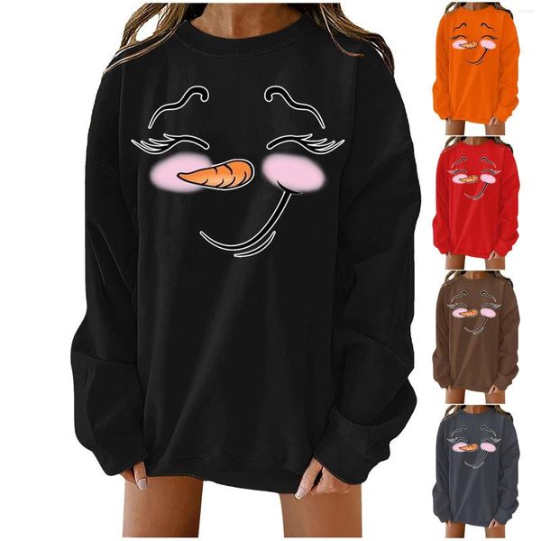 

Women' Hoodies Cute Christmas Tree Print Women Casual Crewneck Sportswear Fleece Warm Sweatshirt Loose Hoody Autumn Clothes, Gray