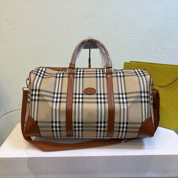 

duffel bags 50cm large capacity travel sale women men genuine leather shoulder fashion bag carry on luggage bottom rivets with lock head bra