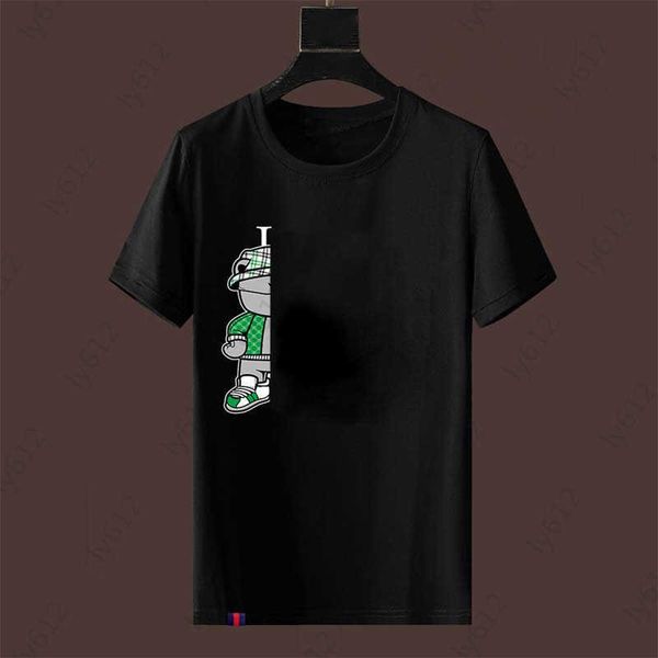 

black t shirt spring summer designer luxury fashionable casual cute three-dimensional bear brand pattern printed round neck short sleeves me, White;black