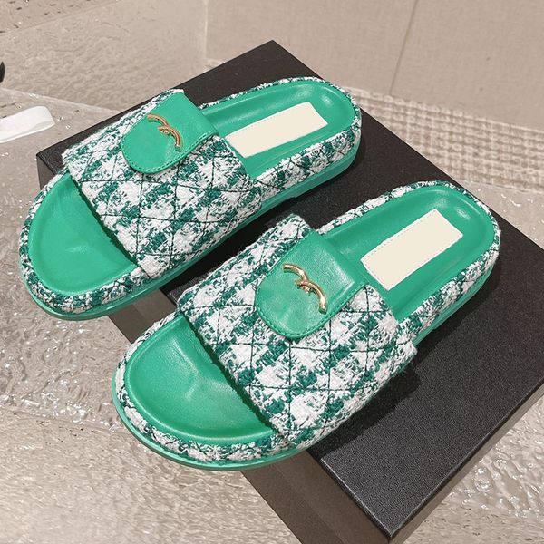 

classic womens platform heels slippers slip on sandals designer quilted texture slides luxurys flip flops for party girls a gift ladies pink, Black