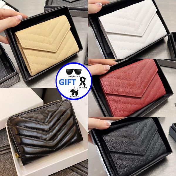

with box designer wallets small envelope wallet purse in embossed leather card holder flap luxury purse clutch bag handbags, Red;black