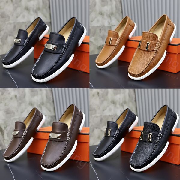 

designer oran men dress shoes genuine leather suede metal buckle luxury brand mens loafers moccasins breathable casual shoes driving shoe wi, Black