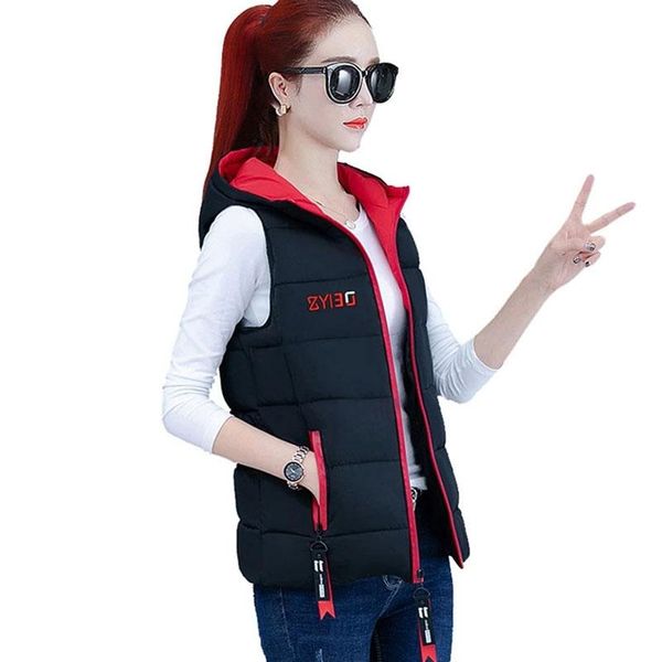 

vests autumn winter down cotton vest women short jacket outerwear 2022 new fashion allmatch sleeveless waistcoat vests woman coat, Black;white