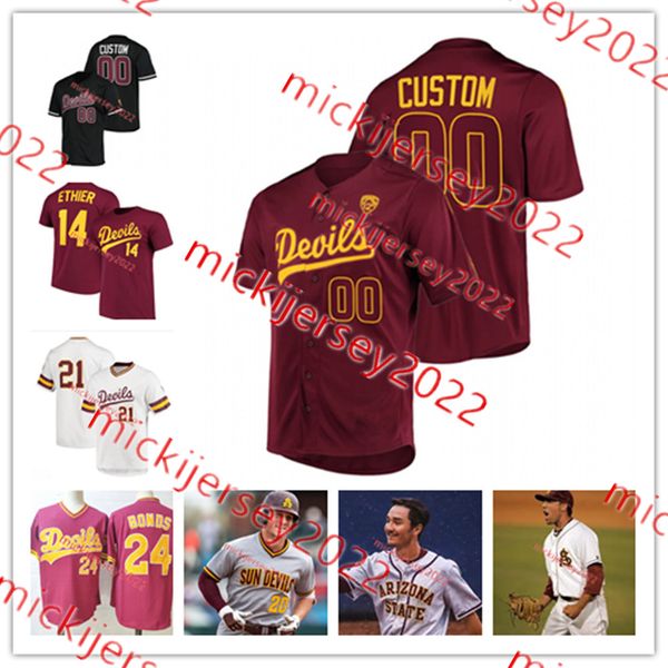 

blake pivaroff arizona state baseball jersey graham osman jared glenn will rogers ethan long alex champagne arizona state sun devils jerseys, Black