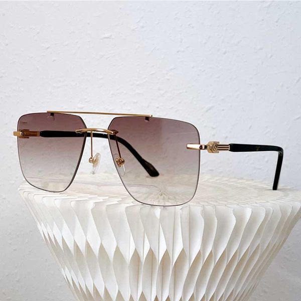 

european and american trend frameless sunglasses 9606 fashion designer women double beam casual stroll men driving eyewear polygonal ins sty, White;black