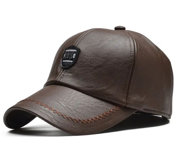 

fashionable pu leather men's baseball cap enhances your look, Blue;gray