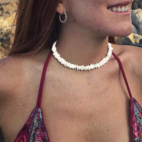 

white shell necklace for women men hawaiian seashell necklaces girl beach beachy beaded summer choker jewelry, Golden;silver