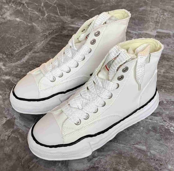 

dissolve sole canvas shoes mmy men casual shoes mihara yasuhiro yasuhiro high women's sneakers vintage lace-up solid color matching men, Black