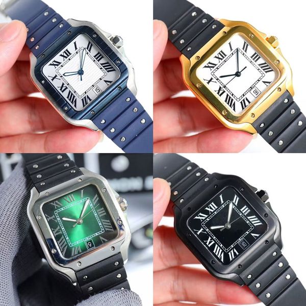 

Men's square watch with white dial design, 40mm automatic mechanical rubber strap, mirror finish, luxurious classic style, Montre De Luxe, Dhgate 007 factory watch