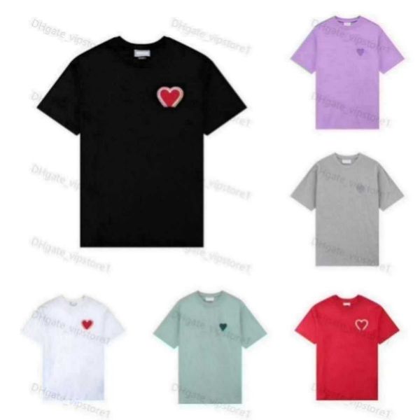 

2022 mens designers paris amis t shirt tone-on-tone love embroidery fashion street casual joker round neck cotton short sleeves for men d22, White;black