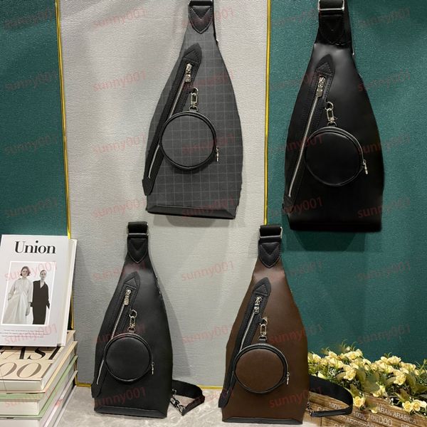 

embossed printed grid cross body bag zero wallet chest bag designer zipper side pocket luxury small circular purse pendant bumbag