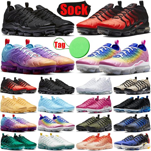 

tn plus tns men running shoes tnplus ultra triple black white multi gradient swingman cool grey university blue mens trainers sports sneaker, White;red