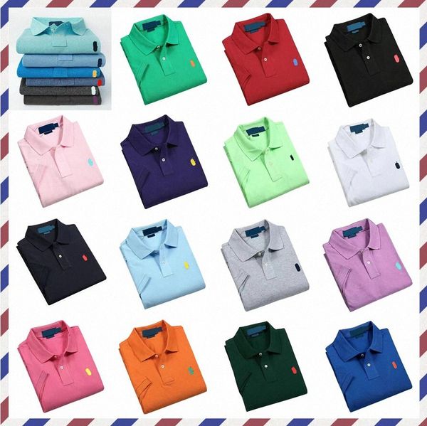 

polo shirt shorts sleeve mens polos pony label ralphs embroidery small horses solid color lapel cotton loose large size casual laurens t-shi, White;black