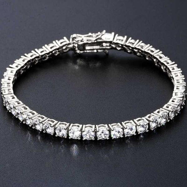 

drop shipping 4mm 18k silver gold plated cz diamond tennis bracelet iced out bling bangle, Golden;silver