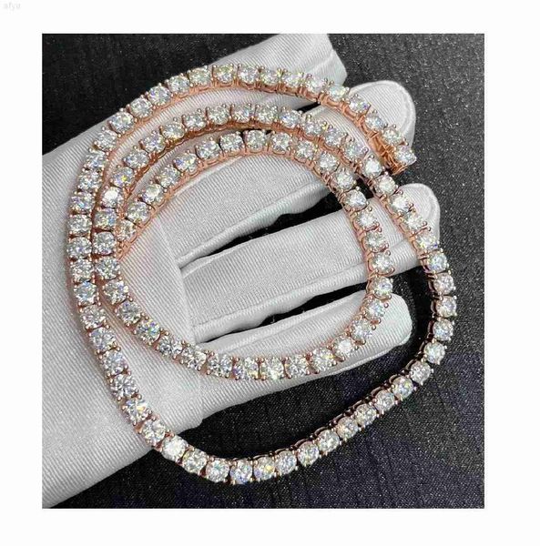 

hip hop tennis chain 5mm 22 inches mens necklace moissanite diamond, Silver