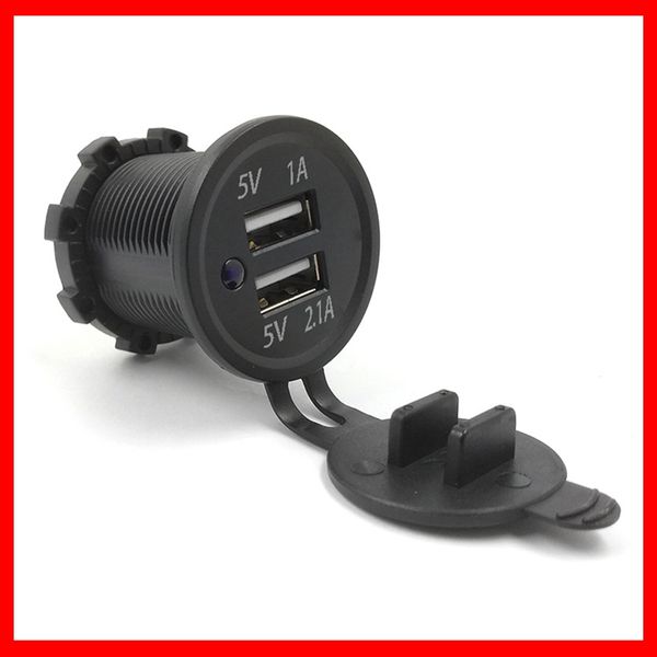 

universal mini cigarette lighter car charger usb vehicle dc12v-24v waterproof dual usb charger 2 port power socket 5v 2.1a/1a car-charge car