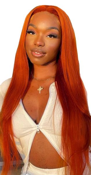 

orange ginger color lace front wigs brazilian remy hair straight front wig human hair, Black;brown