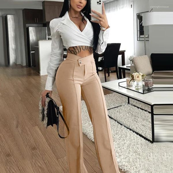 

fancy woman women's pants european style elegant woman pant wide-leg female trouser high waist office lady streetwear women, Black;white
