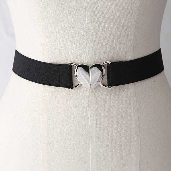 

belts female fashion thin elastic stretch waistband love heart metal buckle belt for women cinch waist seal cummerband accessories w0424, Black;brown