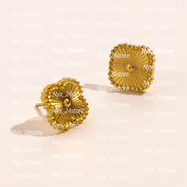 

designer jewelry 4/four leaf clover stud earrings gold plated for elegant charm women&girl wedding gift high quality, Golden;silver