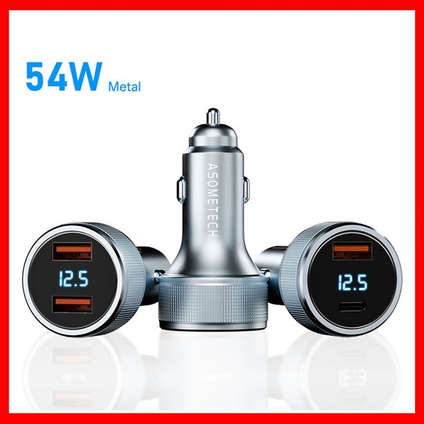 

54w quick charge 3.0 pd usb car charger for iphone 11 pro xiaomi 9 huawei fcp afc fast charging qc3.0 pd usb c car phone charger car-charge