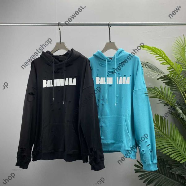 

mens 2023 autumn hoodies designer sweatshirts destroyed letter print hoody women hole broken sweatshirt s-xl, Black