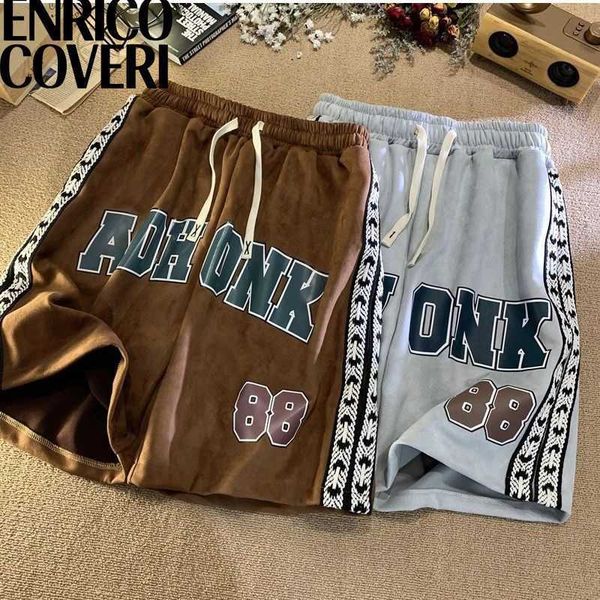 

american high street fashion brand large size men's and women's shorts loose casual sports leggings design sense hip hop alphabet, Black