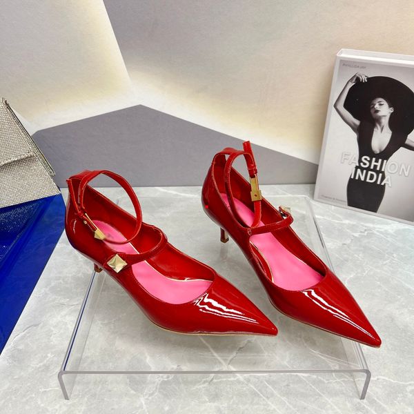 

2023 stilettos women 's shoes sandals women rhinestone chain bride dresses buckle stiletto pointed toe ankle bright diamond-chain high-, Black