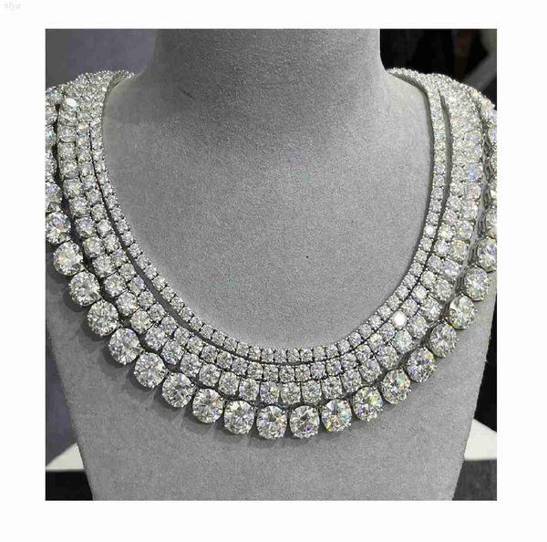 

pretty vvs moissanite diamond tennis chain necklace 925 silver color