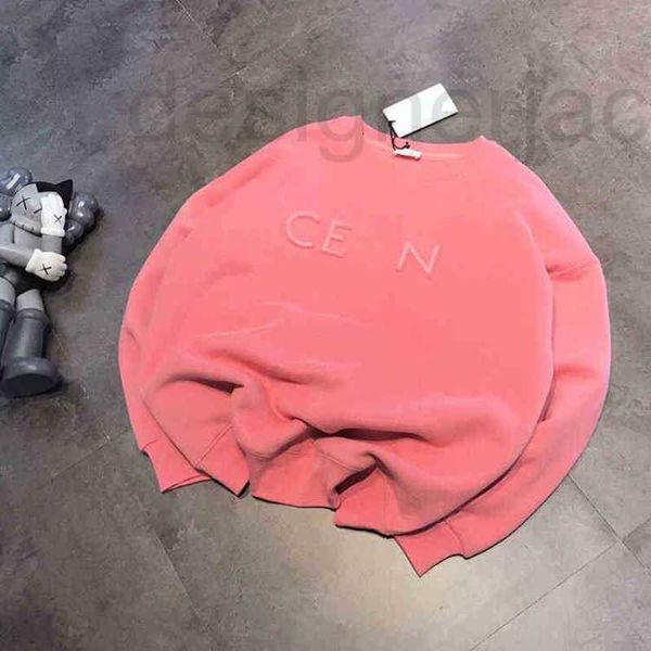 

women's hoodies & sweatshirts designer trendy brand simple fashion couple style concave convex steel seal letter plush round neck sweat, Black