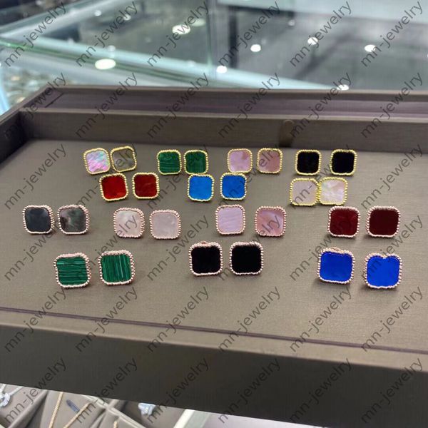 

lucky four leaf clover luxury stud earrings. valentine's day wedding bridal luxury earrings. designer earrings for women.aretes designe, Golden;silver