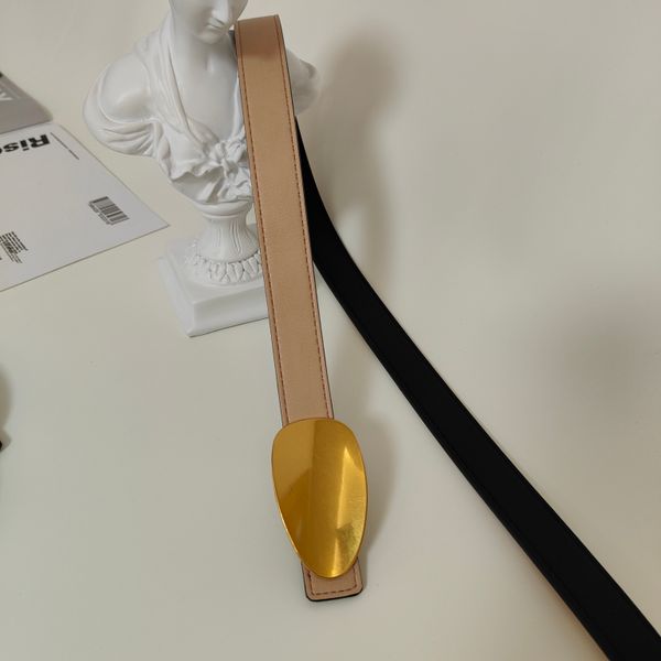 

designer belt woman fashion belts gold leaf buckle elliptical buckle belt 2.3cm width thin belt geometric buckle 95-115 size 6 colour cowski, Black;brown