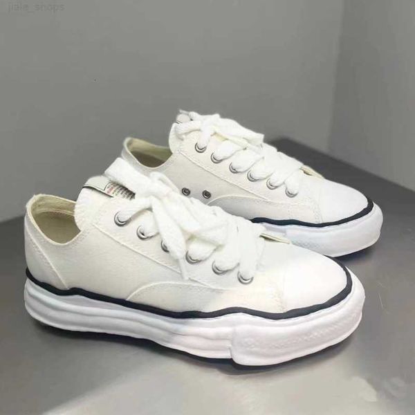 

maison mihara yasuhiro sole canvas shoes men women toe cap white mmy shoes, Black